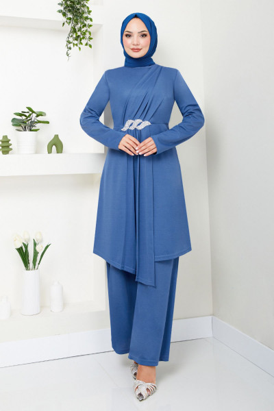 Kemeri Taş Detaylı Takım 269DVL897 İndigo