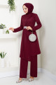 Kemeri Taş Detaylı Takım 269DVL897 Bordo Kemeri Taş Detaylı Takım 269DVL897 Bordo