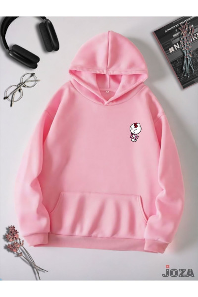 Kadın Pembe Hello Kıtty Baskılı 3 İplik Kapüşonlu Hoodie Sweatshirt Kadın Pembe Hello Kıtty Baskılı 3 İplik Kapüşonlu Hoodie Sweatshirt