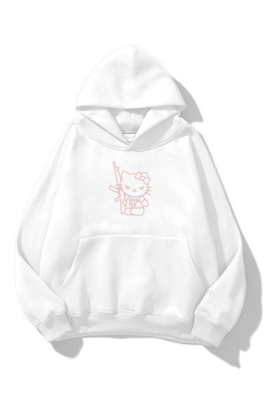 Unisex Hug Me Sweatshirt Hoodie Beyaz Unisex Hug Me Sweatshirt Hoodie Beyaz