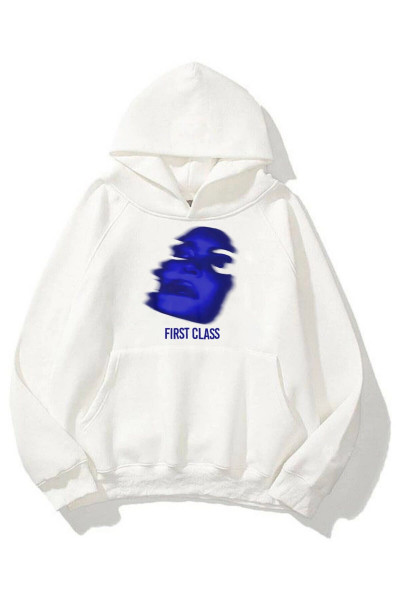 Unisex First Class Sweatshirt Hoodie Beyaz Unisex First Class Sweatshirt Hoodie Beyaz