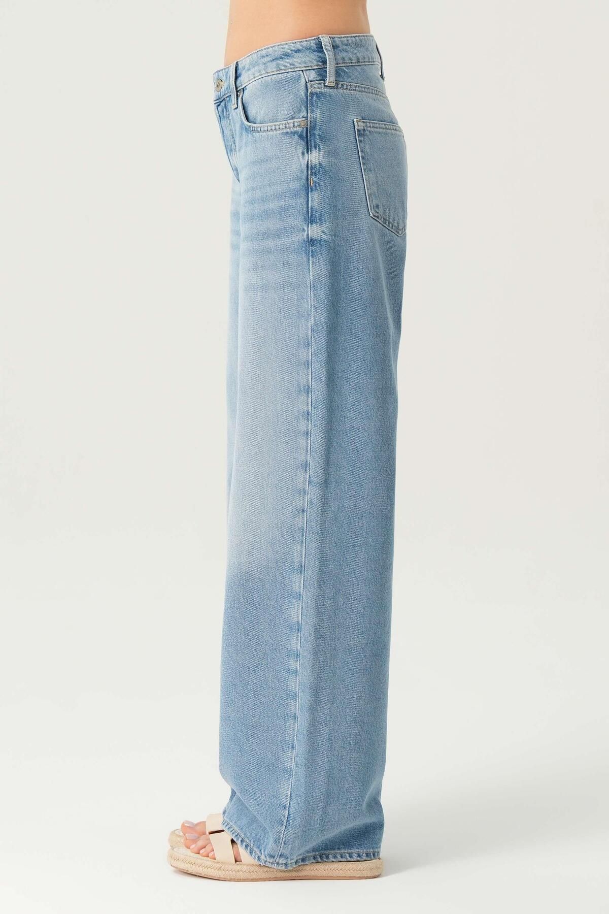 Weslie Açık Mavi Normal Bel Patı Düğmeli Wideleg Jean Pantolon C 4530-207 Weslie Açık Mavi Normal Bel Patı Düğmeli Wideleg Jean Pantolon C 4530-207