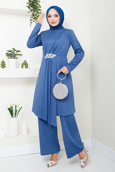 Kemeri Taş Detaylı Takım 269DVL897 İndigo