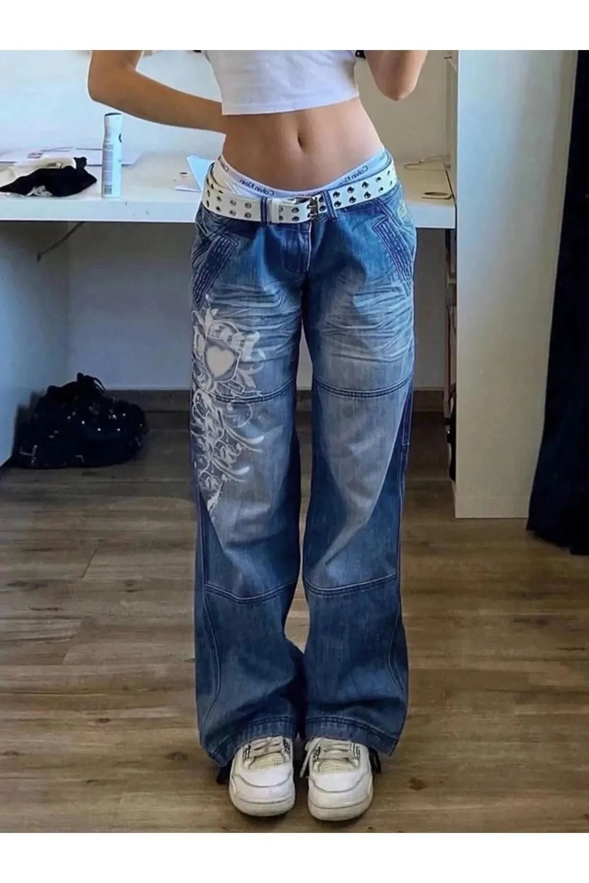 Y2K Grunge Style Streetwear Baggy Kot Pantolon Y2K Grunge Style Streetwear Baggy Kot Pantolon