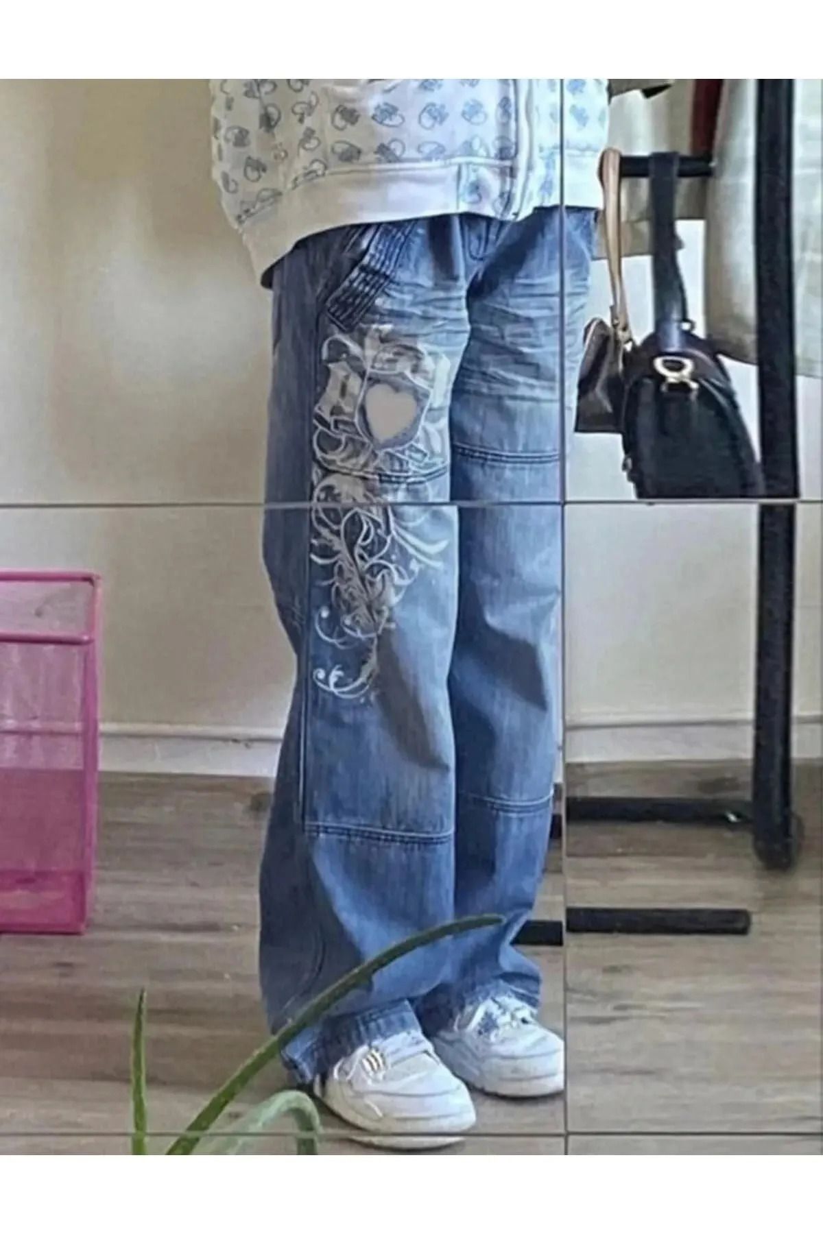 Y2K Grunge Style Streetwear Baggy Kot Pantolon Y2K Grunge Style Streetwear Baggy Kot Pantolon
