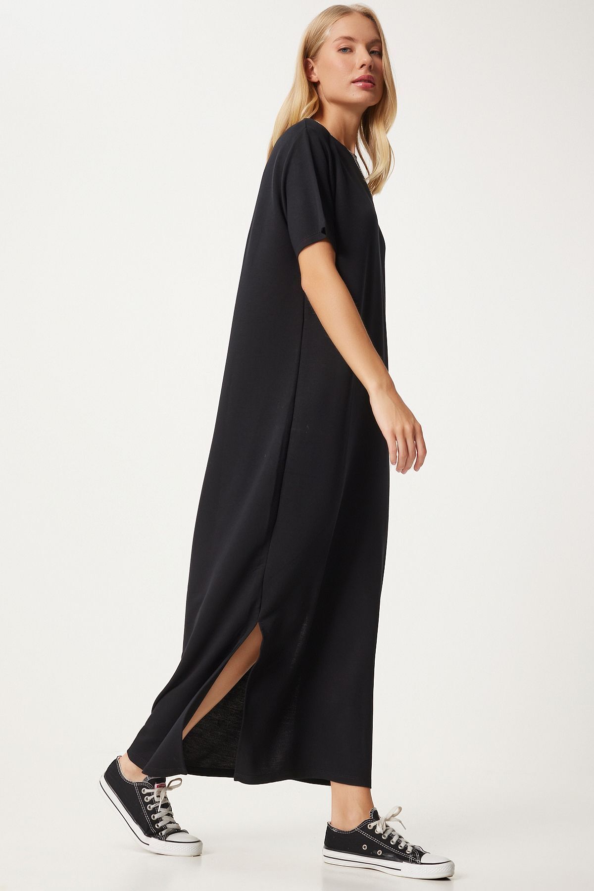 Yandan Yırtmaçlı Yazlık Uzun Örme Elbise Siyah Lhw0002 Yandan Yırtmaçlı Yazlık Uzun Örme Elbise Siyah Lhw0002