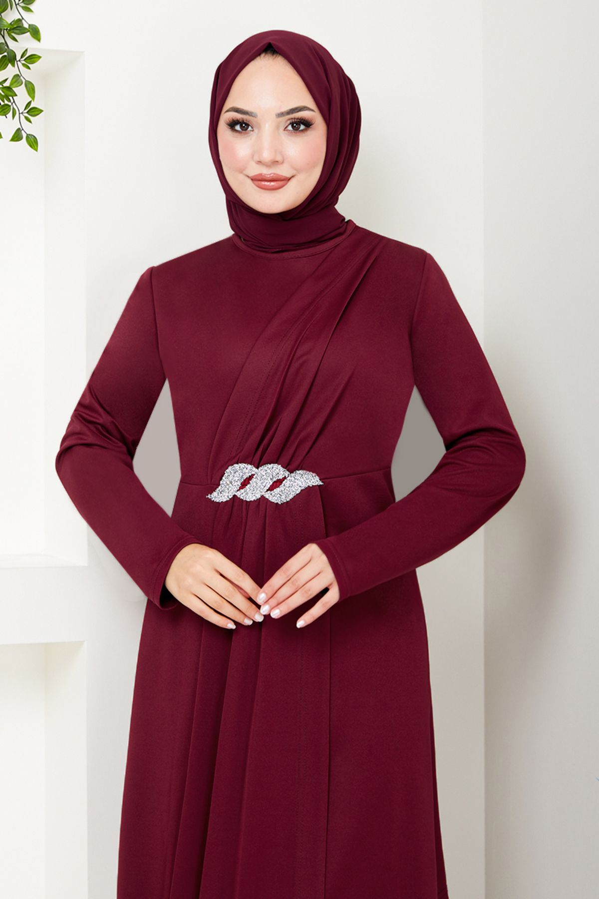 Kemeri Taş Detaylı Takım 269DVL897 Bordo Kemeri Taş Detaylı Takım 269DVL897 Bordo