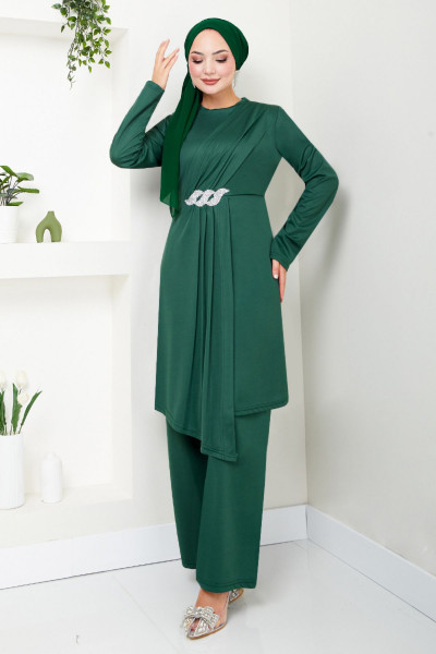 Kemeri Taş Detaylı Takım 269DVL897 Zümrüt