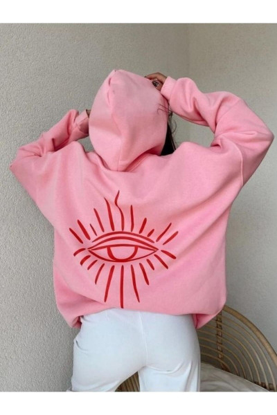 Unisex Göz Baskılı Oversize Kapüşonlu Sweatshirt Unisex Göz Baskılı Oversize Kapüşonlu Sweatshirt