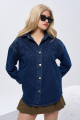 Taş Detaylı Oversize Jean Ceket, Kot Gömlek, Bol Kalıp Kot Ceket. Trend Taş Detaylı Oversize Jean Ceket, Kot Gömlek, Bol Kalıp Kot Ceket. Trend
