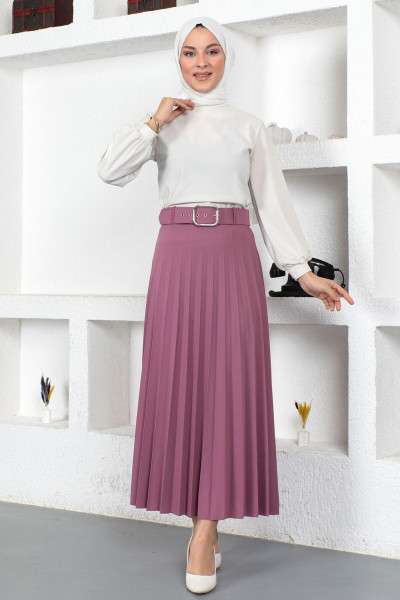 Kemerli Pileli Etek Tsd230113 Lila Kemerli Pileli Etek Tsd230113 Lila
