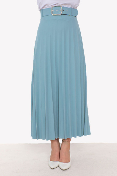 Kemerli Pileli Etek TSD230113 Turkuaz Kemerli Pileli Etek TSD230113 Turkuaz