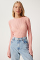 Kadın Pembe Hafif Transparan Triko Bluz FN03324 Kadın Pembe Hafif Transparan Triko Bluz FN03324
