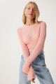 Kadın Pembe Hafif Transparan Triko Bluz FN03324 Kadın Pembe Hafif Transparan Triko Bluz FN03324