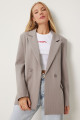 Kadın Vizon İnce Çizgili Oversize Kruvaze Ceket TO00152 Kadın Vizon İnce Çizgili Oversize Kruvaze Ceket TO00152