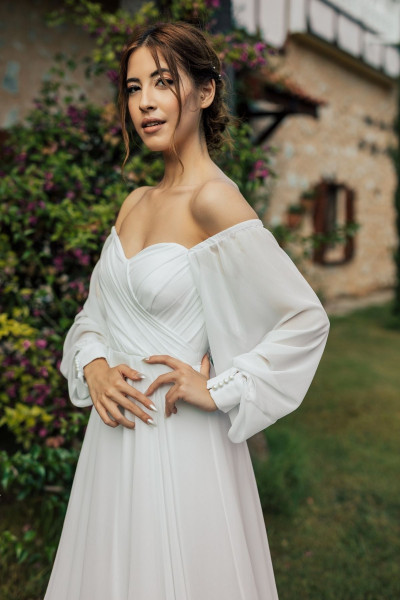 Lona Şifon Drapeli Nikah Elbisesi Lona Şifon Drapeli Nikah Elbisesi
