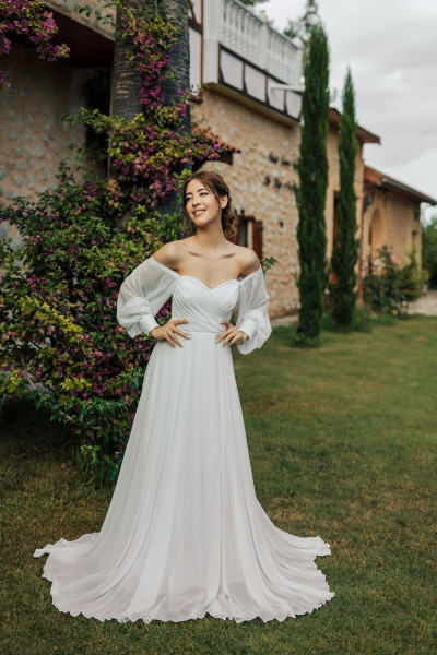 Lona Şifon Drapeli Nikah Elbisesi Lona Şifon Drapeli Nikah Elbisesi