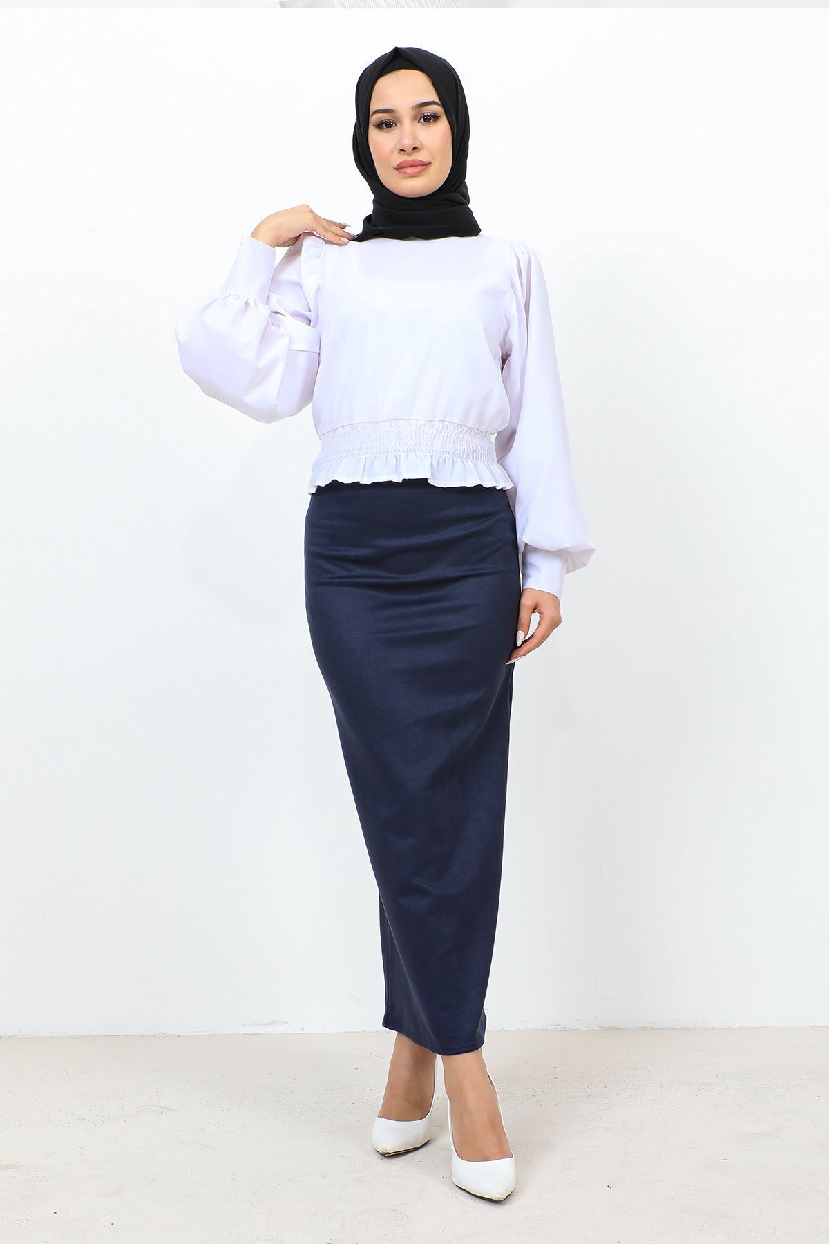 Süet Kalem Etek TSD0034 Lacivert Süet Kalem Etek TSD0034 Lacivert