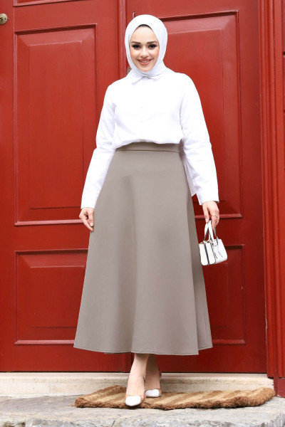 Scuba Kloş Etek TSD240218 Gri Scuba Kloş Etek TSD240218 Gri