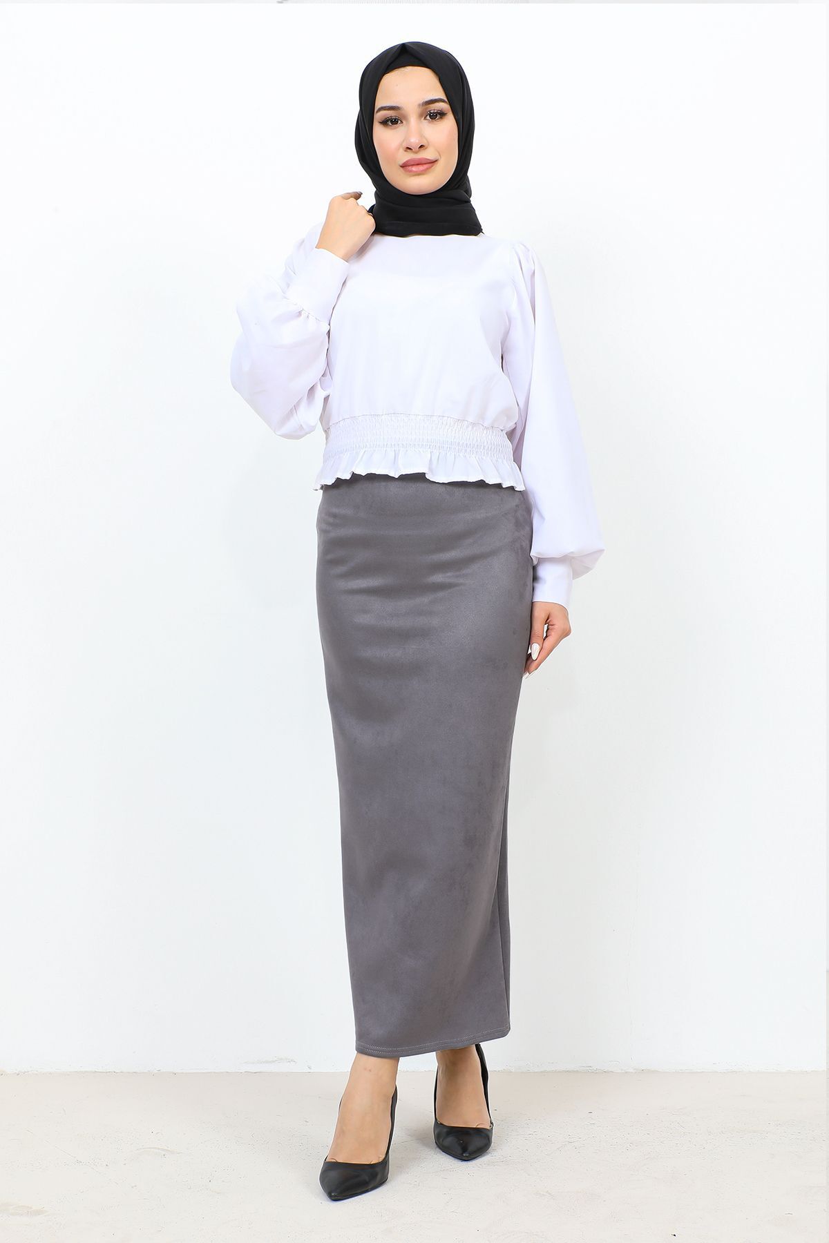 Süet Kalem Etek TSD0034 Antrasit Süet Kalem Etek TSD0034 Antrasit