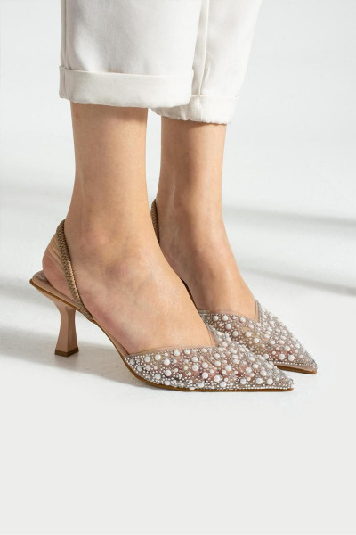 LOLO taş detaylı 9cm topuklu kadın ayakkabı