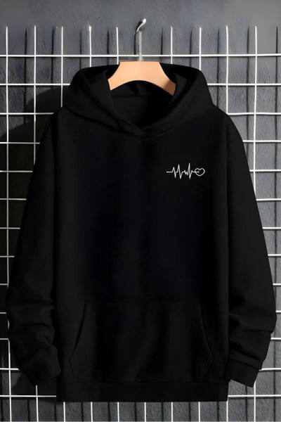 Kalp Ritim Baskılı Pamuklu Unisex Sweatshirt Kalp Ritim Baskılı Pamuklu Unisex Sweatshirt