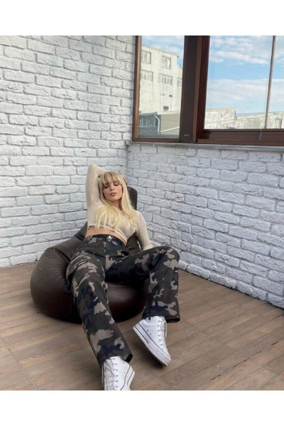 Kamuflaj Kargo Cep Pantonlon