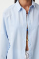 Oversize Basic Gömlek Gök Mavi Ldd0003 Oversize Basic Gömlek Gök Mavi Ldd0003