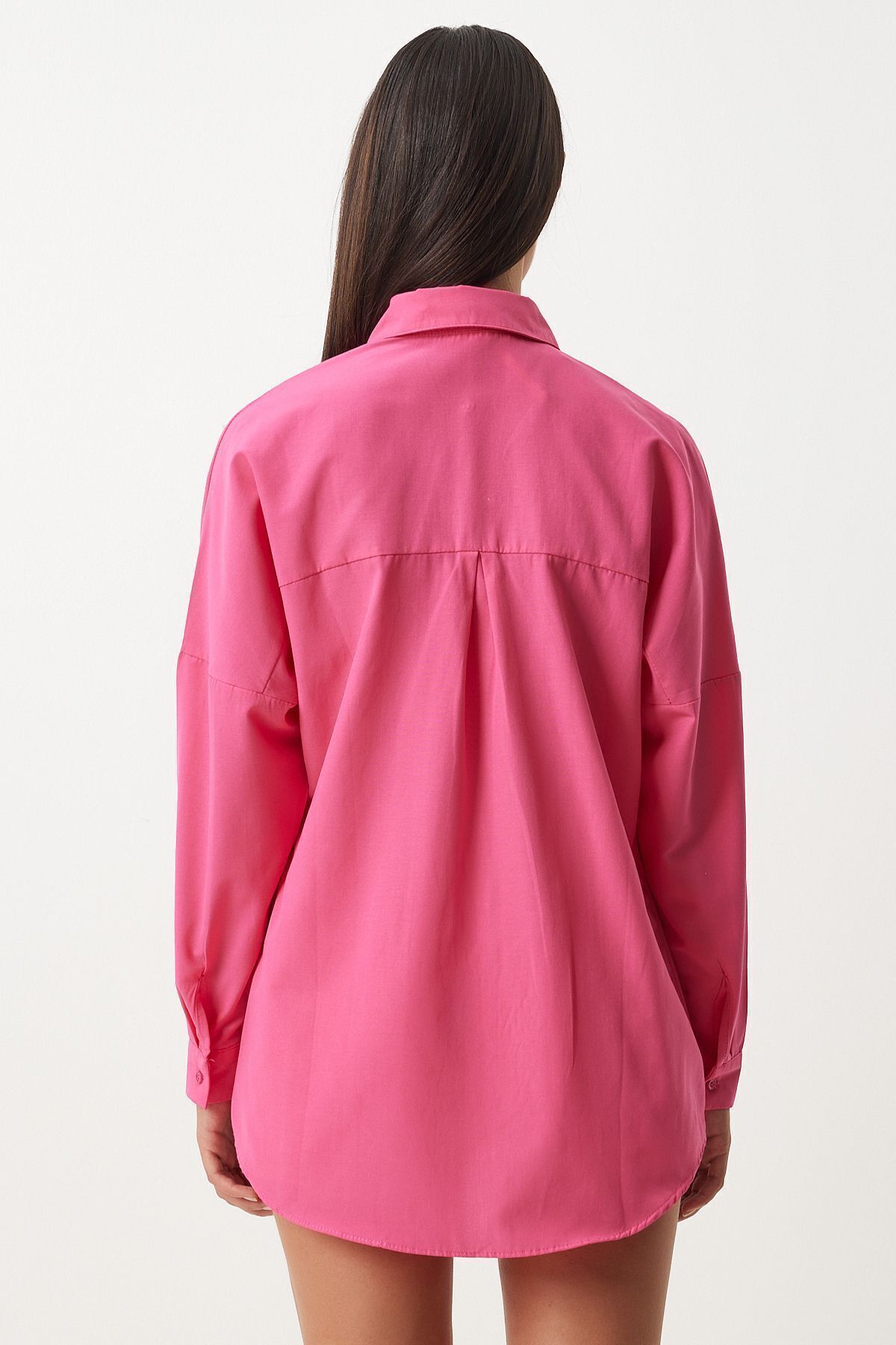 Oversize Basic Gömlek Koyu Pembe Ldd0003 Oversize Basic Gömlek Koyu Pembe Ldd0003
