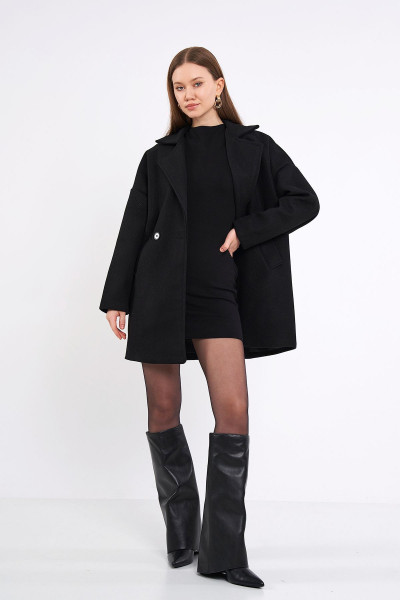Kadın Siyah Oversize Kısa Kaşe Kaban Kadın Siyah Oversize Kısa Kaşe Kaban