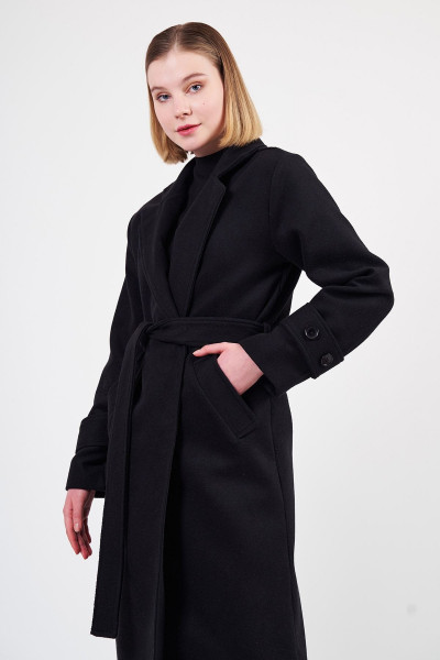 Kuşaklı Siyah Kaşe Kaban / Collection Kuşaklı Siyah Kaşe Kaban / Collection
