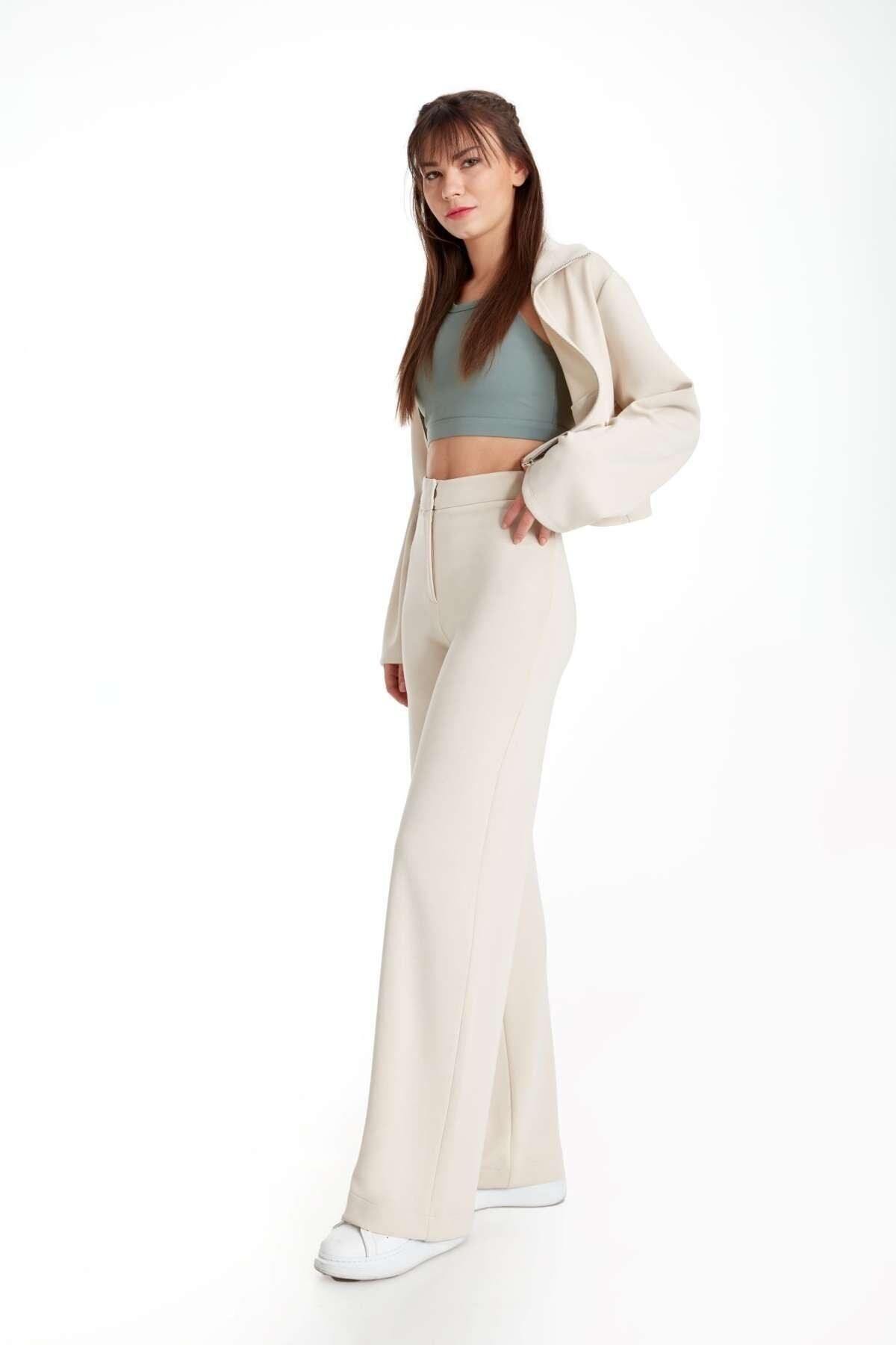 Power Up Trousers Bej Modal Karışımlı Pantolon Power Up Trousers Bej Modal Karışımlı Pantolon