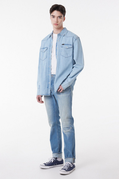 Regular Fit Normal Kesim %100 Pamuk Açık Mavi Jean Kot Gömlek Regular Fit Normal Kesim %100 Pamuk Açık Mavi Jean Kot Gömlek
