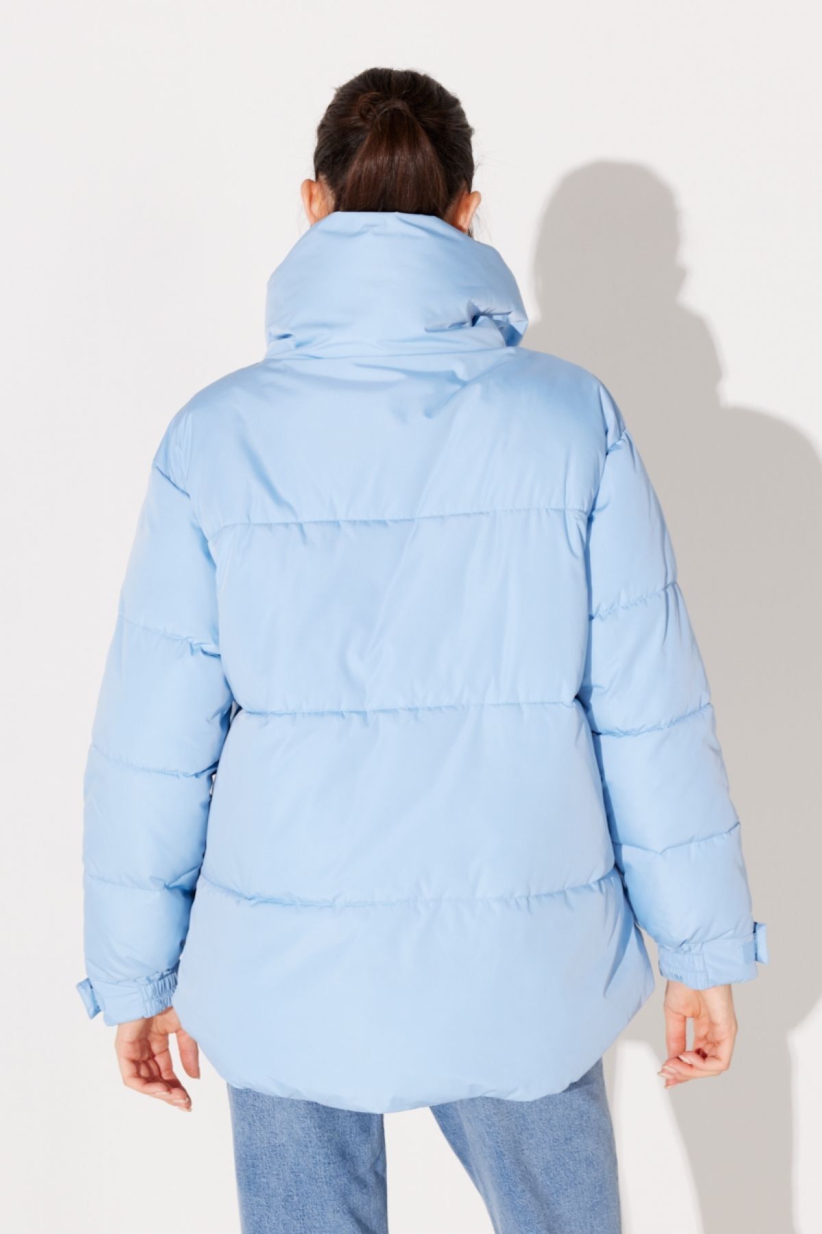 Loose Fit Rahat Kesim Dik Yaka Kadın Açık Mavi Şişme Mont Loose Fit Rahat Kesim Dik Yaka Kadın Açık Mavi Şişme Mont