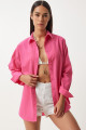 Oversize Basic Gömlek Koyu Pembe Ldd0003 Oversize Basic Gömlek Koyu Pembe Ldd0003