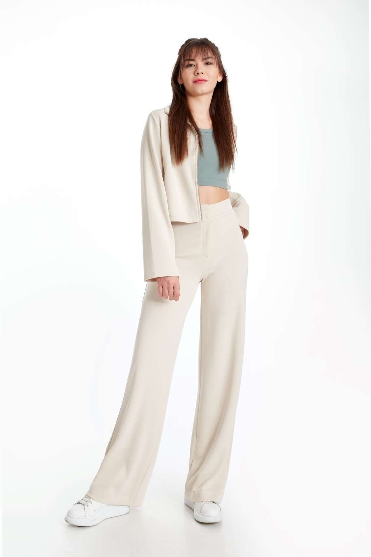 Power Up Trousers Bej Modal Karışımlı Pantolon Power Up Trousers Bej Modal Karışımlı Pantolon