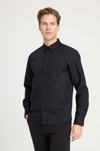 Regular Fit Normal Kesim Siyah Gömlek Regular Fit Normal Kesim Siyah Gömlek