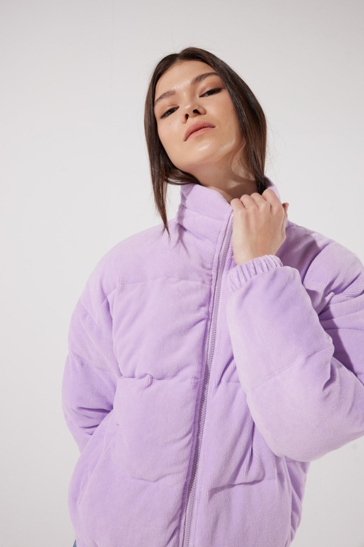 Regular Fit Normal Kesim Kadın Lila Şişme Mont Regular Fit Normal Kesim Kadın Lila Şişme Mont