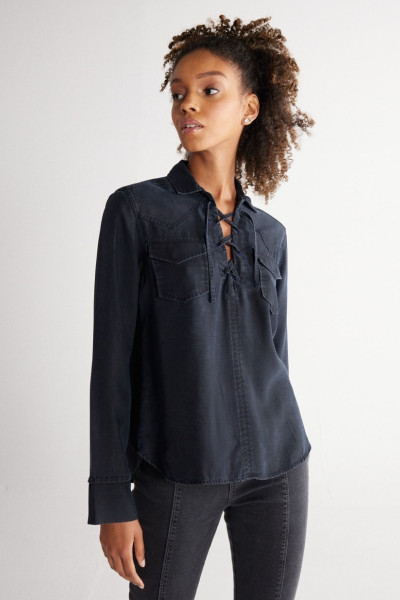 Regular Fit Normal Kesim Siyah Kadın Uzun Kol Jean Kot Gömlek Regular Fit Normal Kesim Siyah Kadın Uzun Kol Jean Kot Gömlek