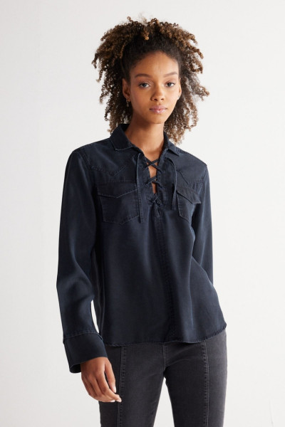 Regular Fit Normal Kesim Siyah Kadın Uzun Kol Jean Kot Gömlek Regular Fit Normal Kesim Siyah Kadın Uzun Kol Jean Kot Gömlek