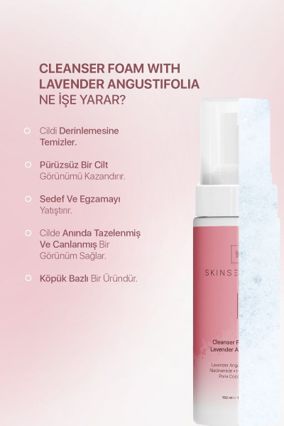 Cleanser Foam With Lavender Angustifolia Niacinamide Hyaluronic Acid Temizleme Köpüğü Cleanser Foam With Lavender Angustifolia Niacinamide Hyaluronic Acid Temizleme Köpüğü