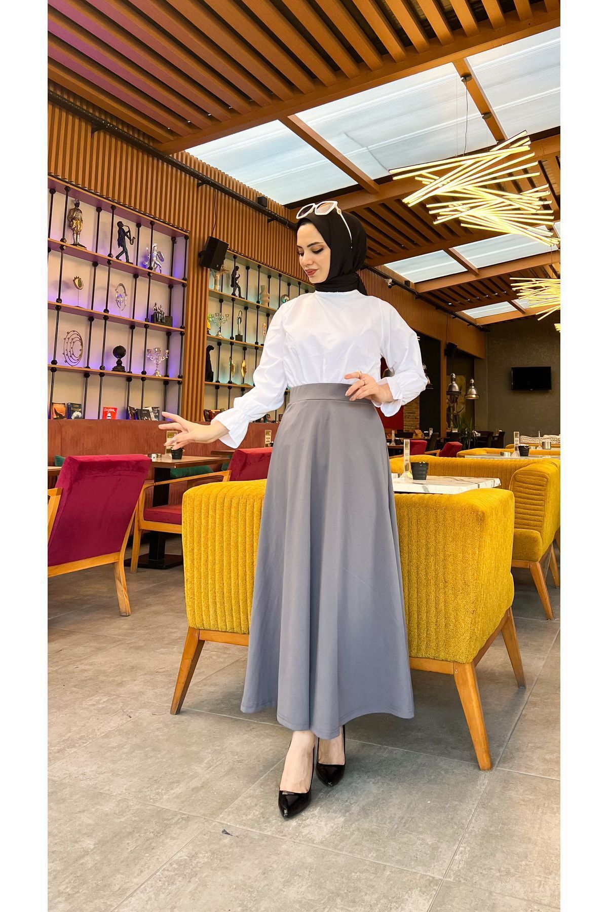 Tesettür Maxi Boy 36-48 Beden Arası (S-M-L-XL) Altı Dikişli Dört Mevsim Skuba Krep Etek Gri Tesettür Maxi Boy 36-48 Beden Arası (S-M-L-XL) Altı Dikişli Dört Mevsim Skuba Krep Etek Gri