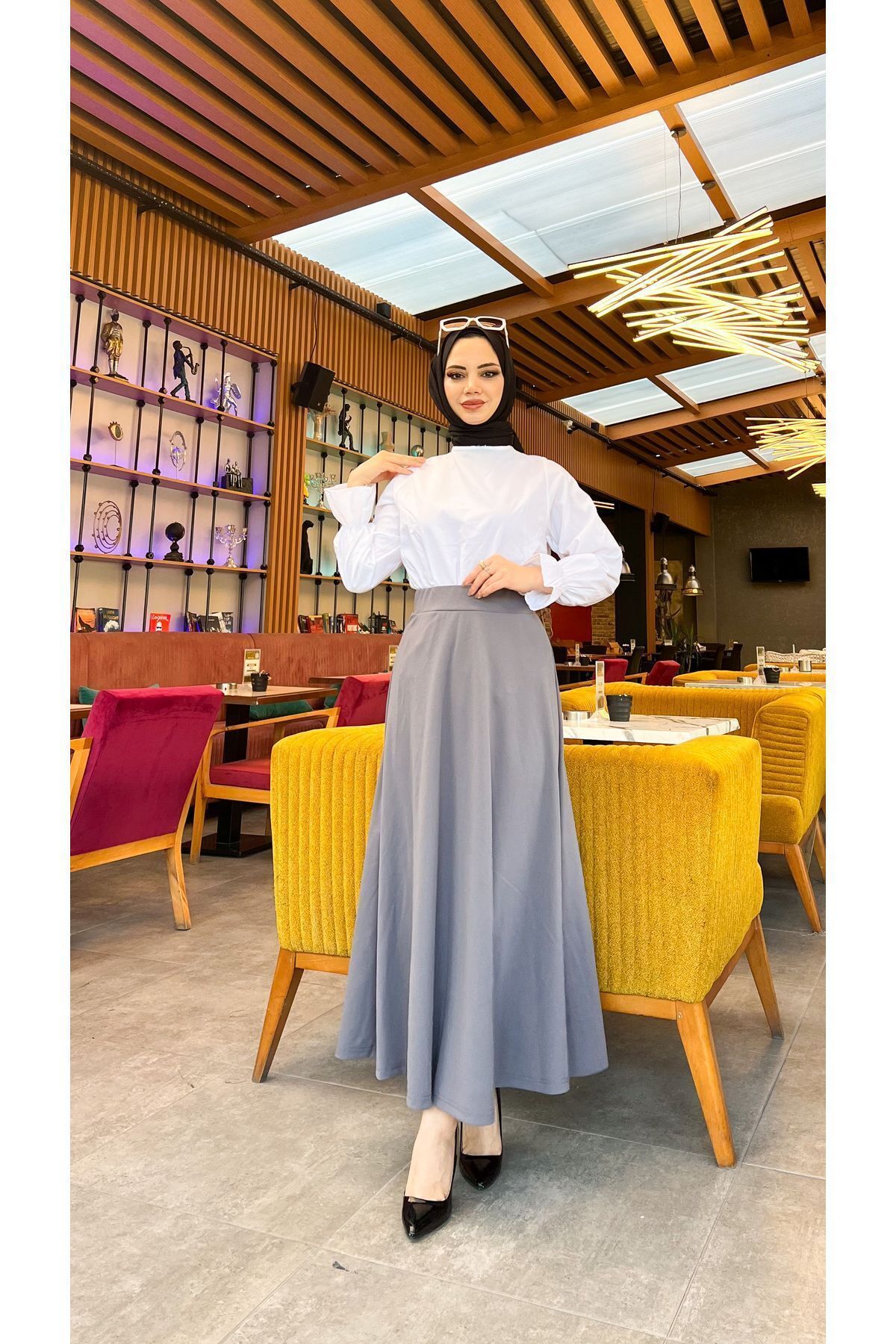 Tesettür Maxi Boy 36-48 Beden Arası (S-M-L-XL) Altı Dikişli Dört Mevsim Skuba Krep Etek Gri Tesettür Maxi Boy 36-48 Beden Arası (S-M-L-XL) Altı Dikişli Dört Mevsim Skuba Krep Etek Gri