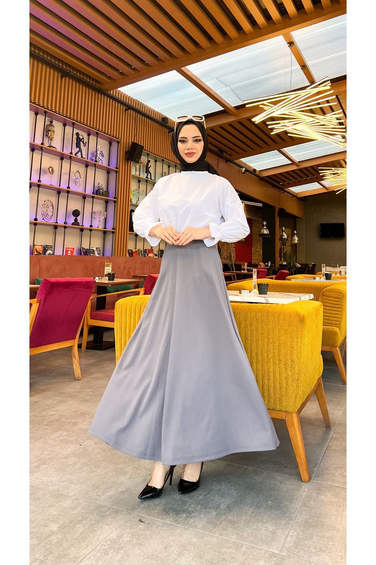 Tesettür Maxi Boy 36-48 Beden Arası (S-M-L-XL) Altı Dikişli Dört Mevsim Skuba Krep Etek Gri Tesettür Maxi Boy 36-48 Beden Arası (S-M-L-XL) Altı Dikişli Dört Mevsim Skuba Krep Etek Gri