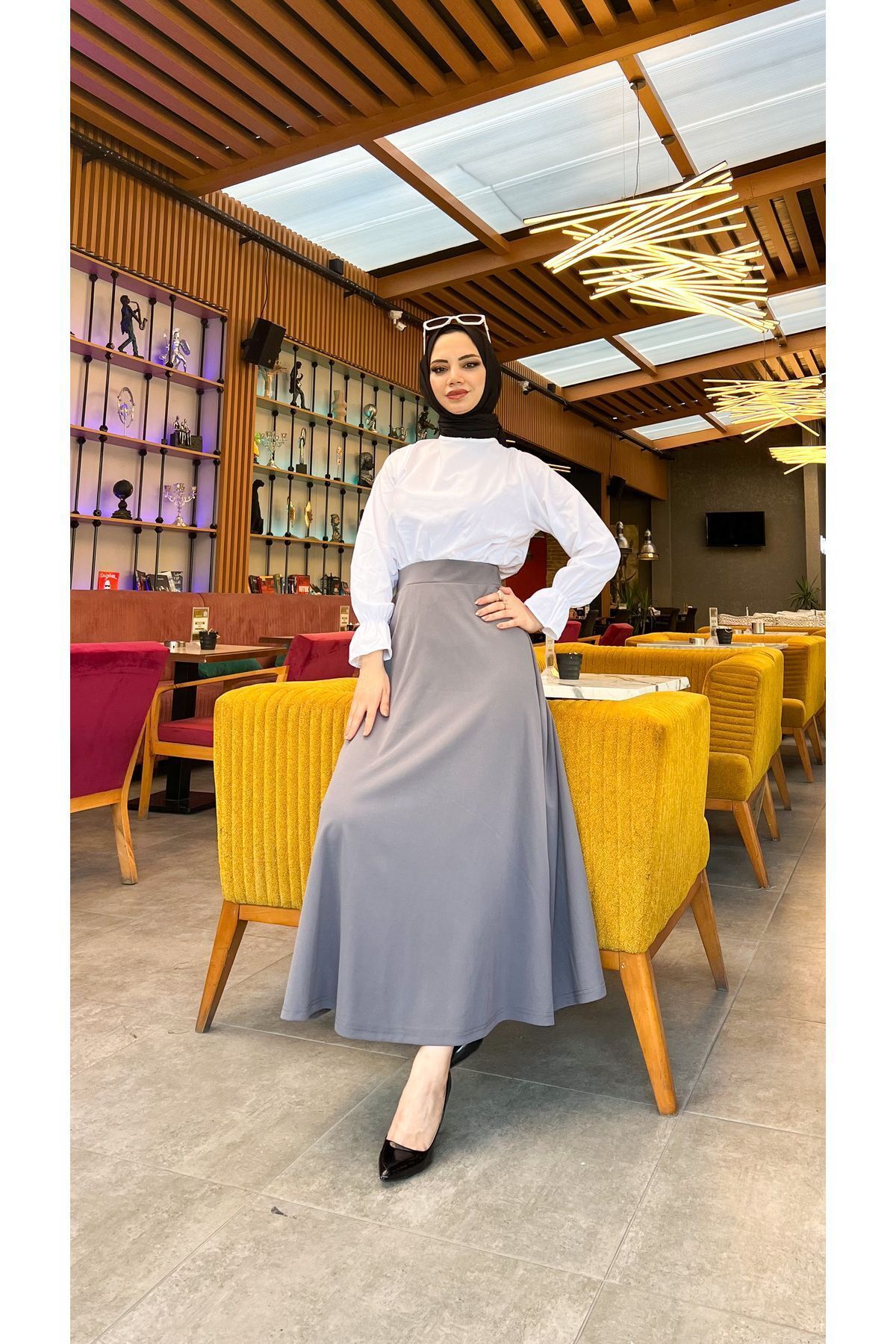 Tesettür Maxi Boy 36-48 Beden Arası (S-M-L-XL) Altı Dikişli Dört Mevsim Skuba Krep Etek Gri Tesettür Maxi Boy 36-48 Beden Arası (S-M-L-XL) Altı Dikişli Dört Mevsim Skuba Krep Etek Gri