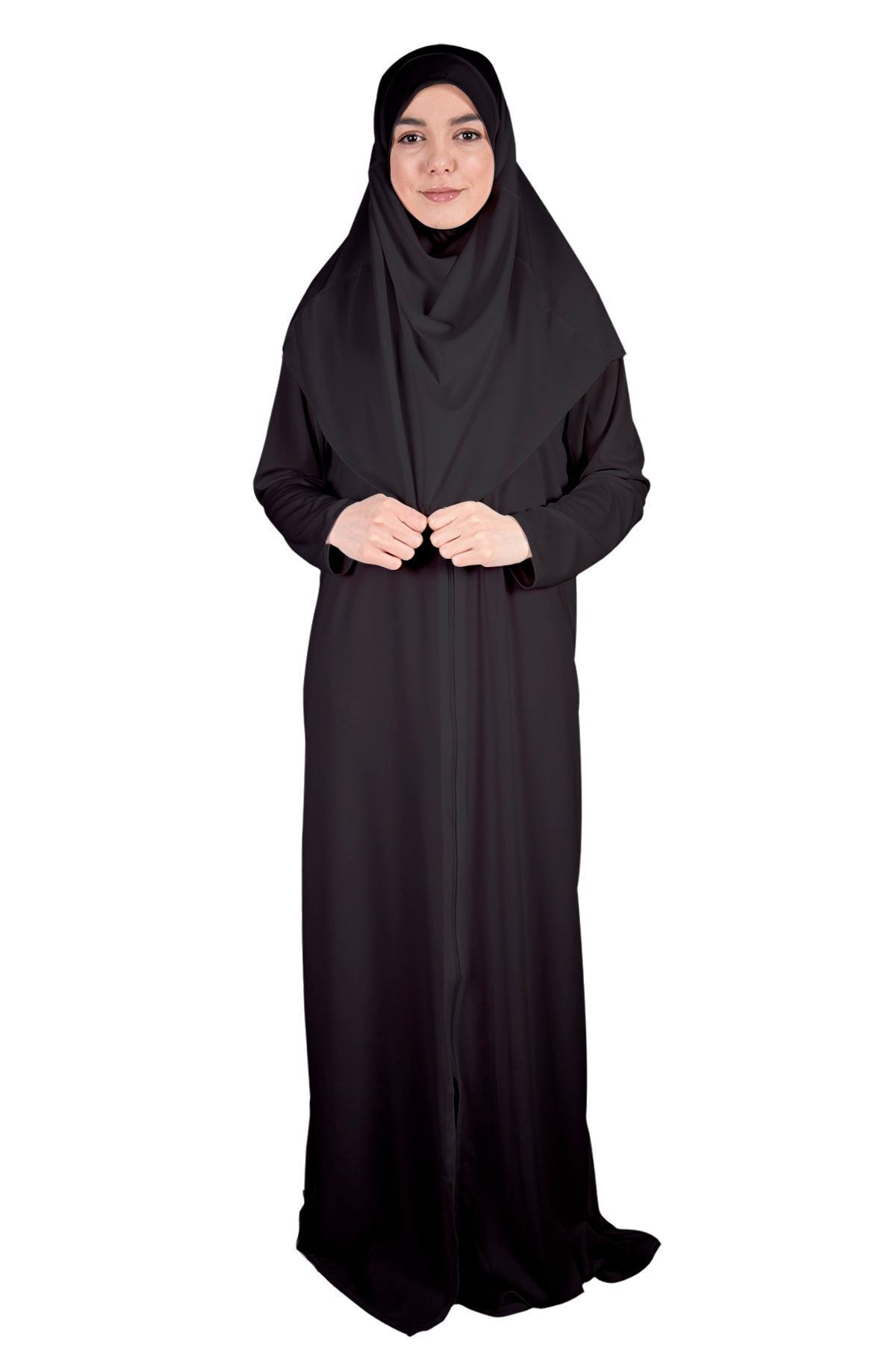 Siyah Fermuarlı Namaz Elbisesi