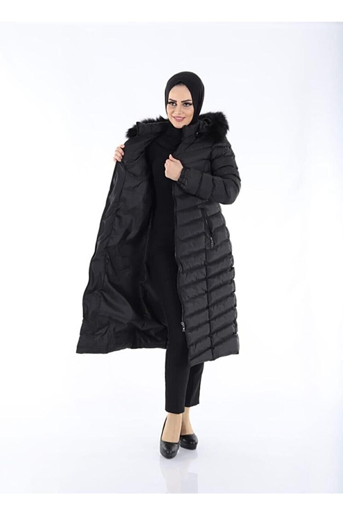 Kadın Siyah Uzun Şişme Mont Kadın Siyah Uzun Şişme Mont