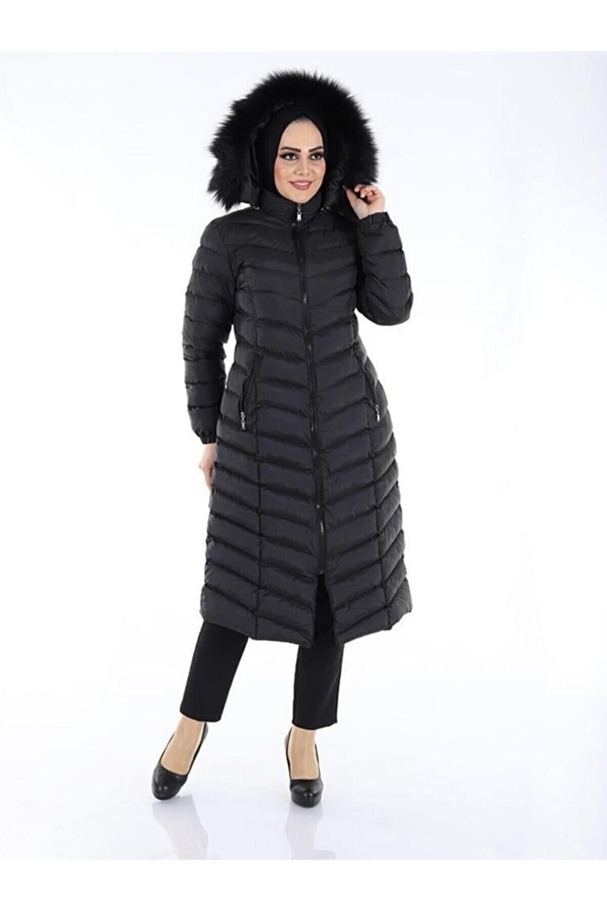 Kadın Siyah Uzun Şişme Mont Kadın Siyah Uzun Şişme Mont