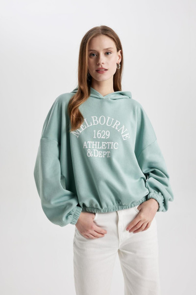 Relax Fit Kapüşonlu Baskılı Etek Ucu Lastikli Kalın Kumaş Sweatshirt C4073ax23cw Relax Fit Kapüşonlu Baskılı Etek Ucu Lastikli Kalın Kumaş Sweatshirt C4073ax23cw