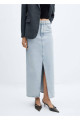 Yırtmaçlı denim etek